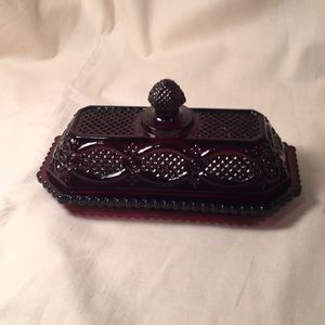Vintage Avon cape cod red butter dish